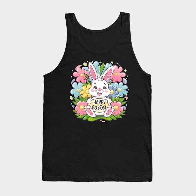 Happy Easter Bunny And Cat And Dog Mom Dad Boys Girls kids Tank Top by Pikalaolamotor